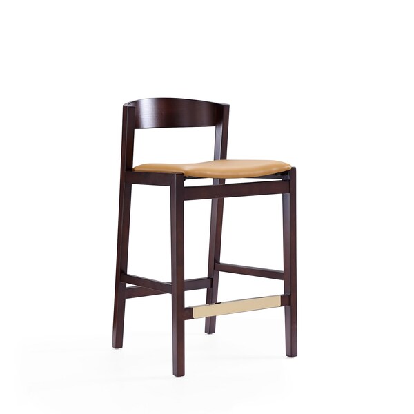 Manhattan Comfort Klismos Counter Stool in Camel and Dark Walnut CS007-CL - main